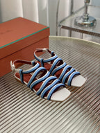 Sprightly Charms Sandal Piana Slippers White Cloud Blue Navy Calfskin