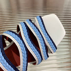 Sprightly Charms Sandal Piana Slippers White Cloud Blue Navy Calfskin