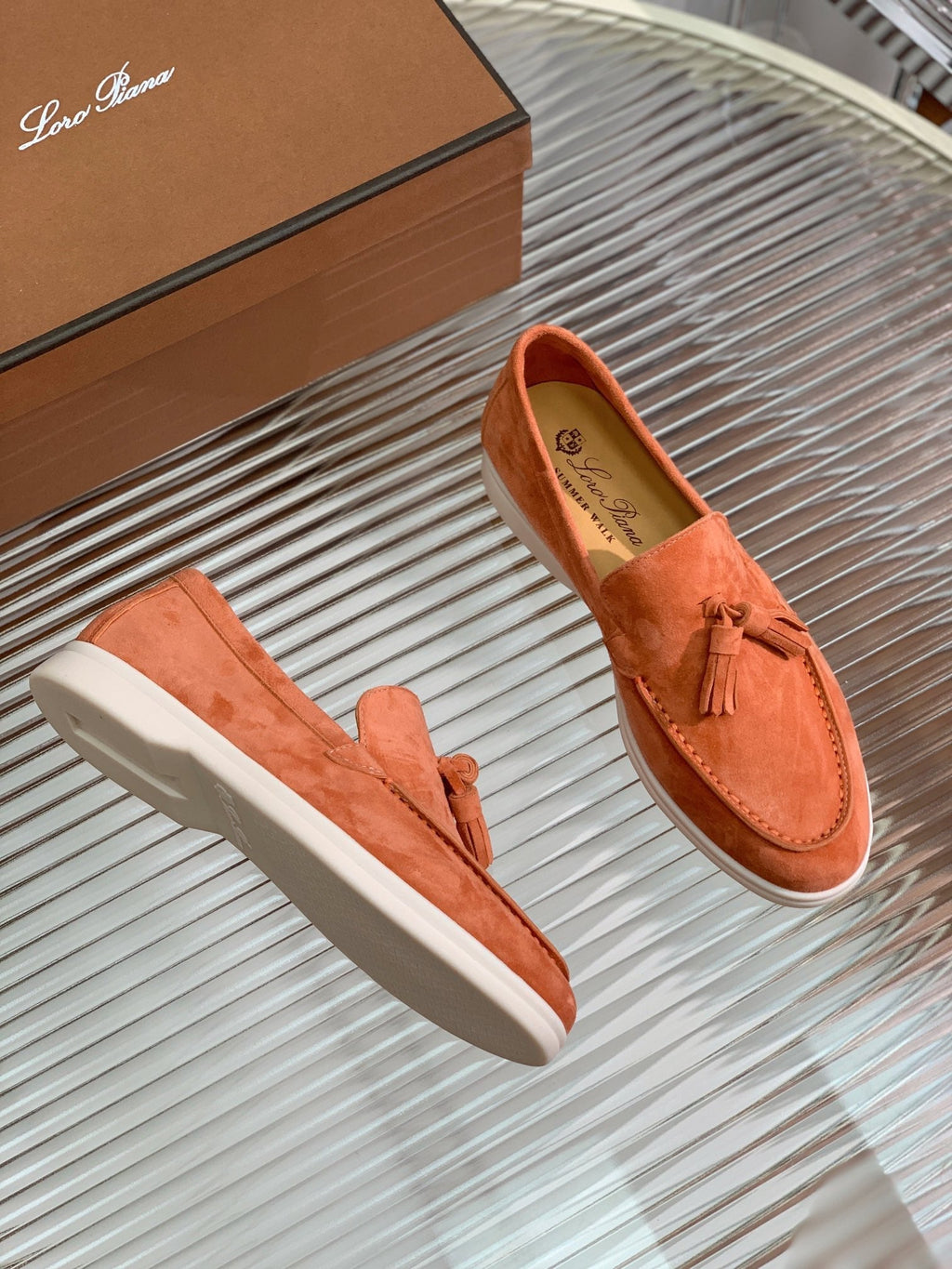 lp dot sole walk loafer brownish pink suede