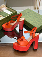 GG 120 INTERLOCKING G SANDAL ORANGE CALFSKIN