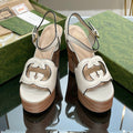 GG 120 INTERLOCKING G SANDAL WHITE CALFSKIN