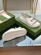 GG INTERLOCKING G CUT OUT SANDAL WHITE LAMBSKIN