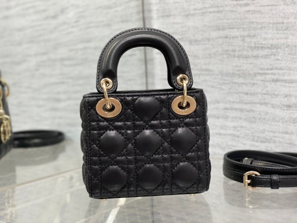 micro lady 12 black lambskin ghw