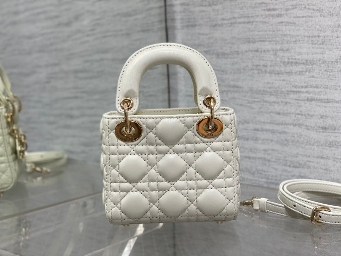micro lady 12 white lambskin ghw