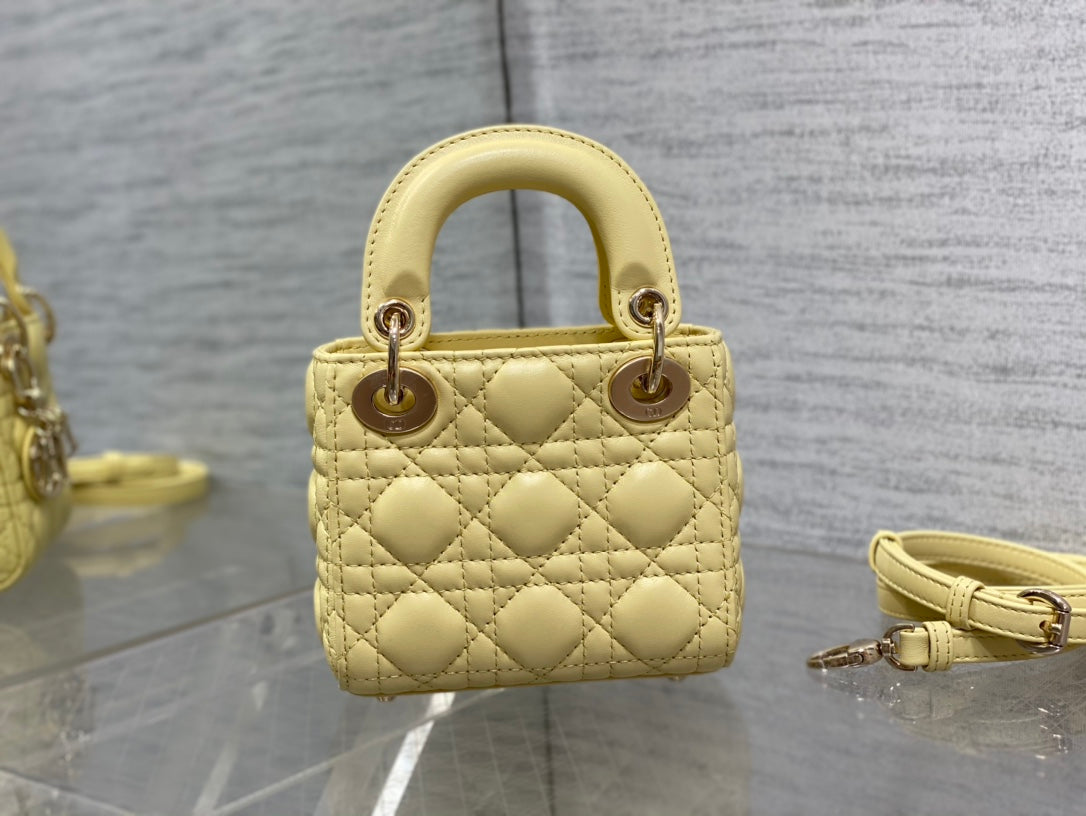 micro lady 12 yellow lambskin ghw