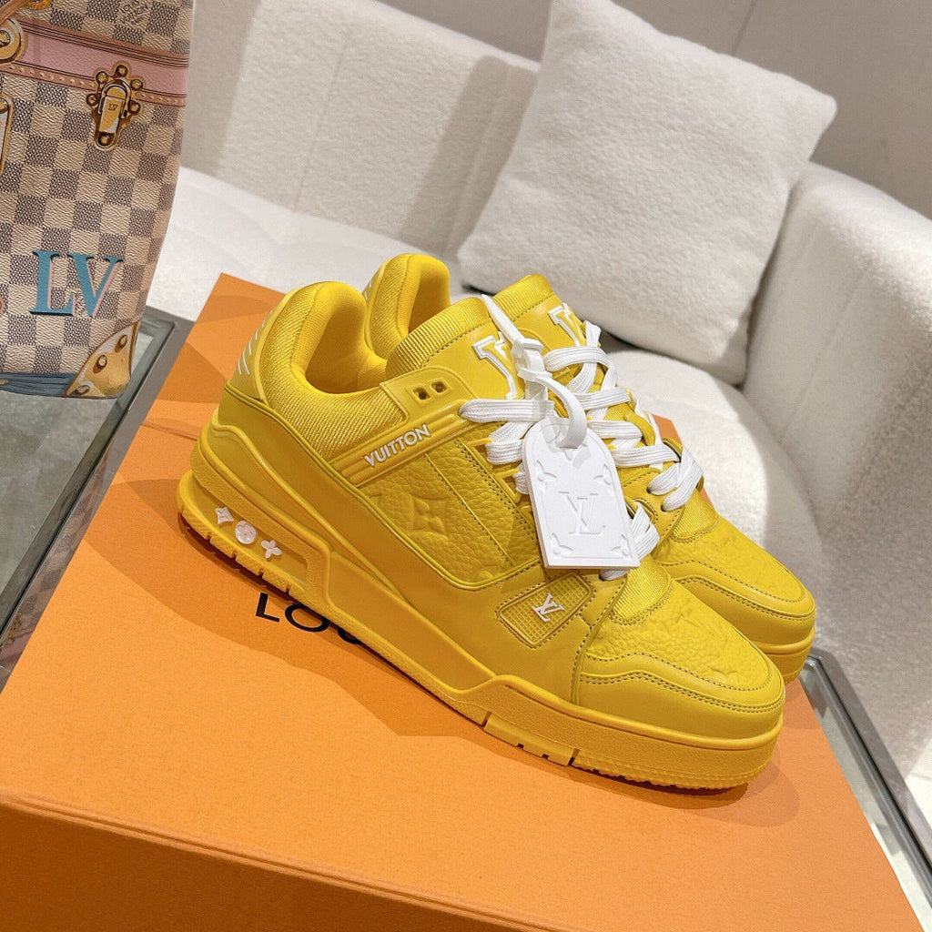LV 1AHTB0 Trainer Sneaker Yellow Monogram-Embossed Leather Lace 626730