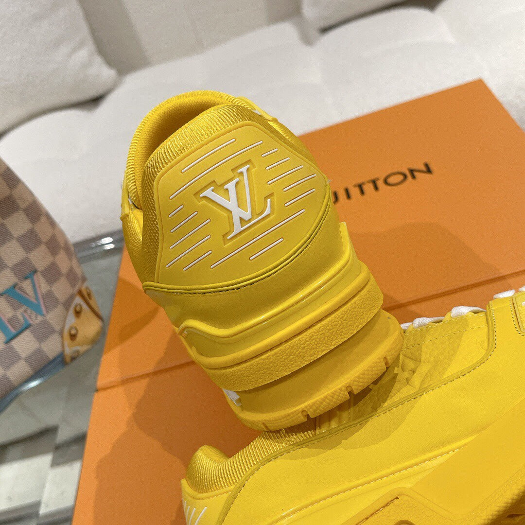 LV 1AHTB0 Trainer Sneaker Yellow Monogram-Embossed Leather Lace 626730