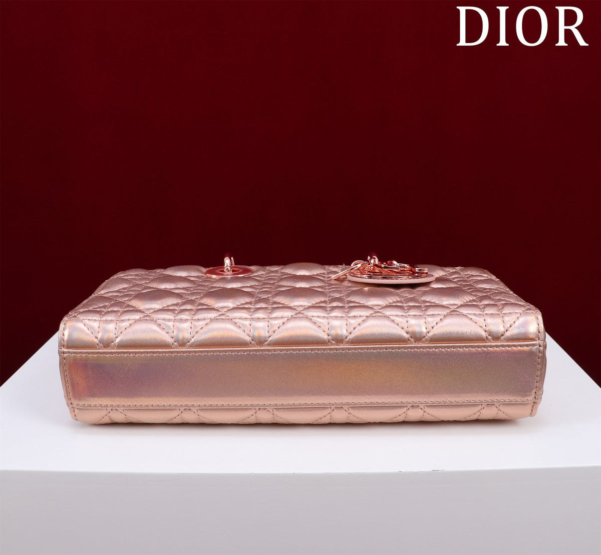 medium lady d-joy 26 rose metalic lambskin