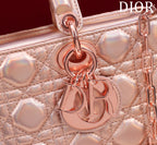 medium lady d-joy 26 rose metalic lambskin