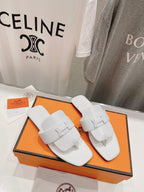 CLASSIC H BUCKLE SANDALS WHITE LAMBSKIN