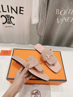 CLASSIC H BUCKLE SANDALS PASTEL PINK LAMBSKIN