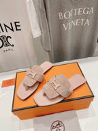 CLASSIC H BUCKLE SANDALS PASTEL PINK LAMBSKIN