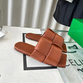 patch mule flat brown lambskin