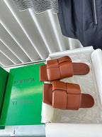 patch mule flat brown lambskin