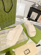 GC 25 Interlocking G 50mm Slide Sandal Ivory Cowhide 292379