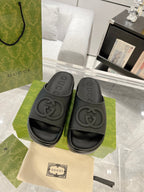GC 25 Interlocking G 50mm Slide Sandal Black Cowhide 292380