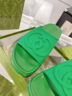 GC 25 Interlocking G 50mm Slide Sandal Green Cowhide 292382