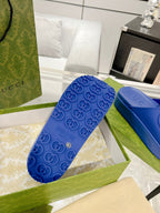 GC 25 Interlocking G 50mm Slide Sandal Blue Cowhide 292383
