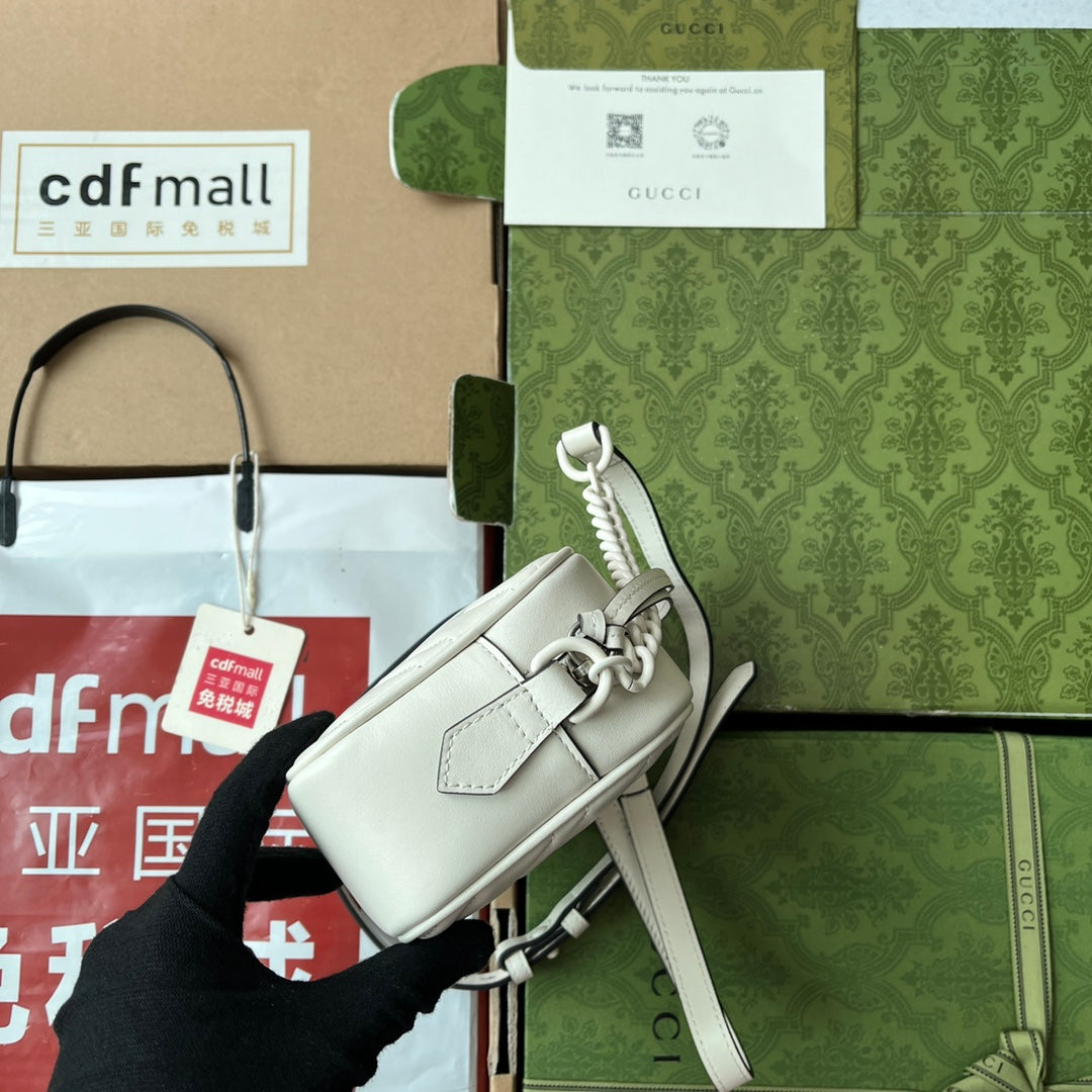 gg marmont mini 18cm zip top all white calfskin