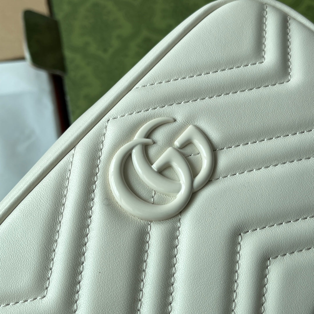 gg marmont mini 18cm zip top all white calfskin