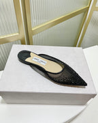 Jimmy Mule In Black Mesh Fabric With Swarovski Crystal 597874