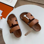 HM Men's Chypre Slide Brown Calfskin 538602