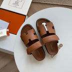 HM Men's Chypre Slide Brown Calfskin 538602