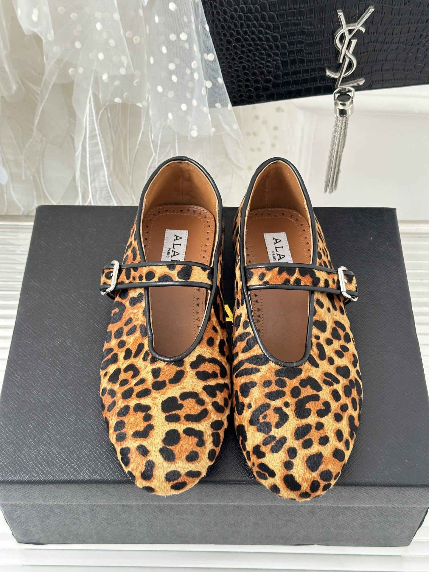 Alaia 25 Mary Jane Ballet Flat Leopard Calfskin 293239