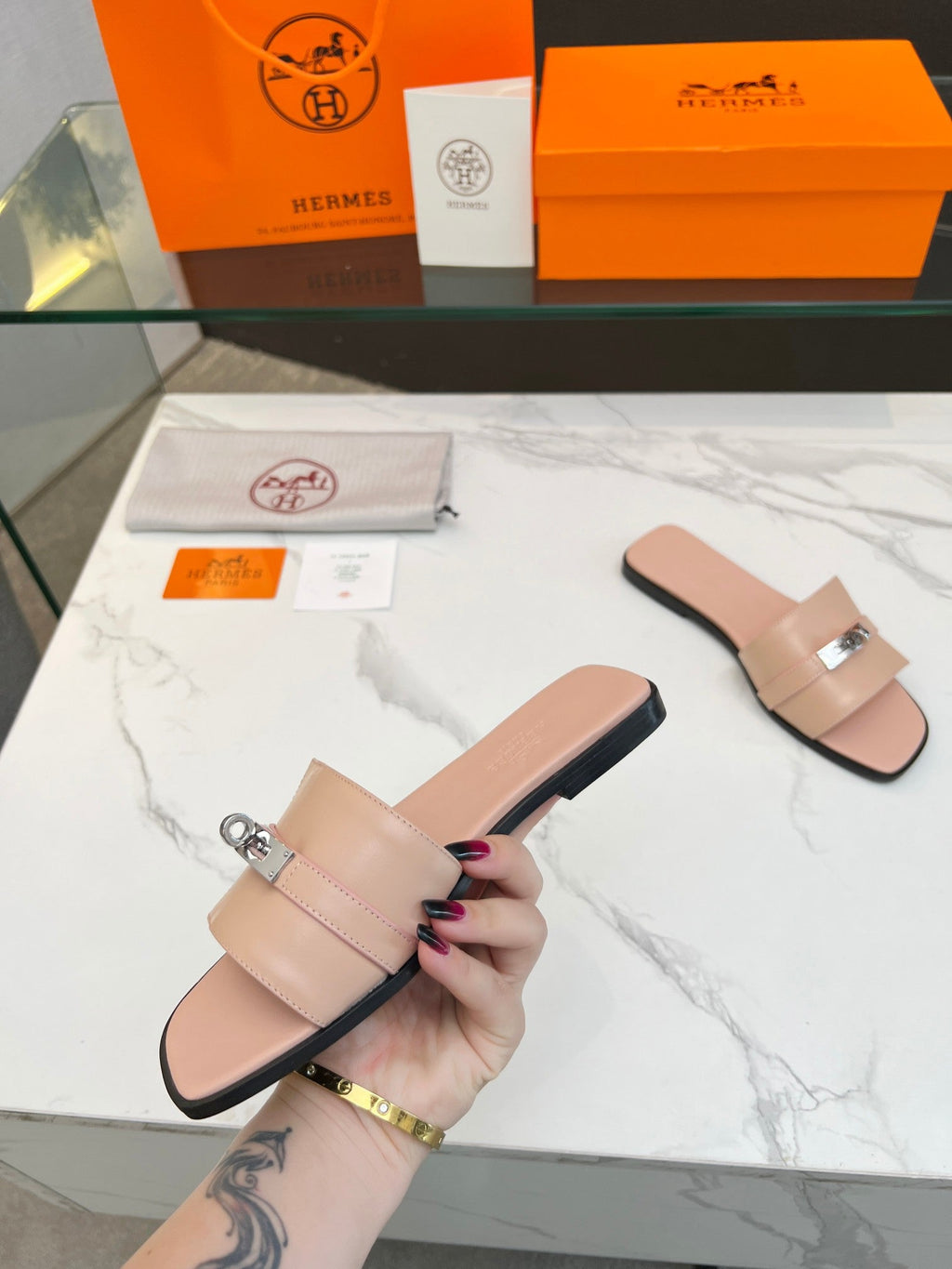 Giulia Sandal Rose Cannelle Calfskin