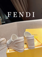 FENDI BAGUETTE WEDGE PLATFORM  85MM IN WHITE CALFSKIN