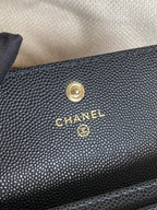 cc small wallet 11cm black caviar light gold hardware