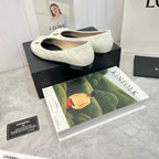 ballet flat white black quilted calfskin