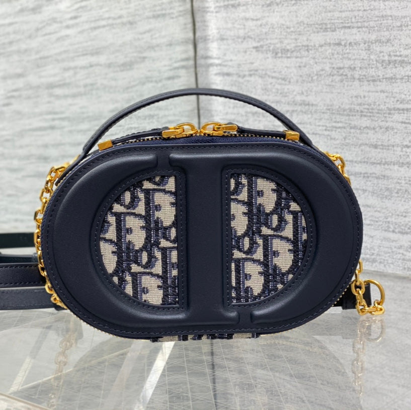 CD Oval camera bag 18 blue monogram cowhide leather