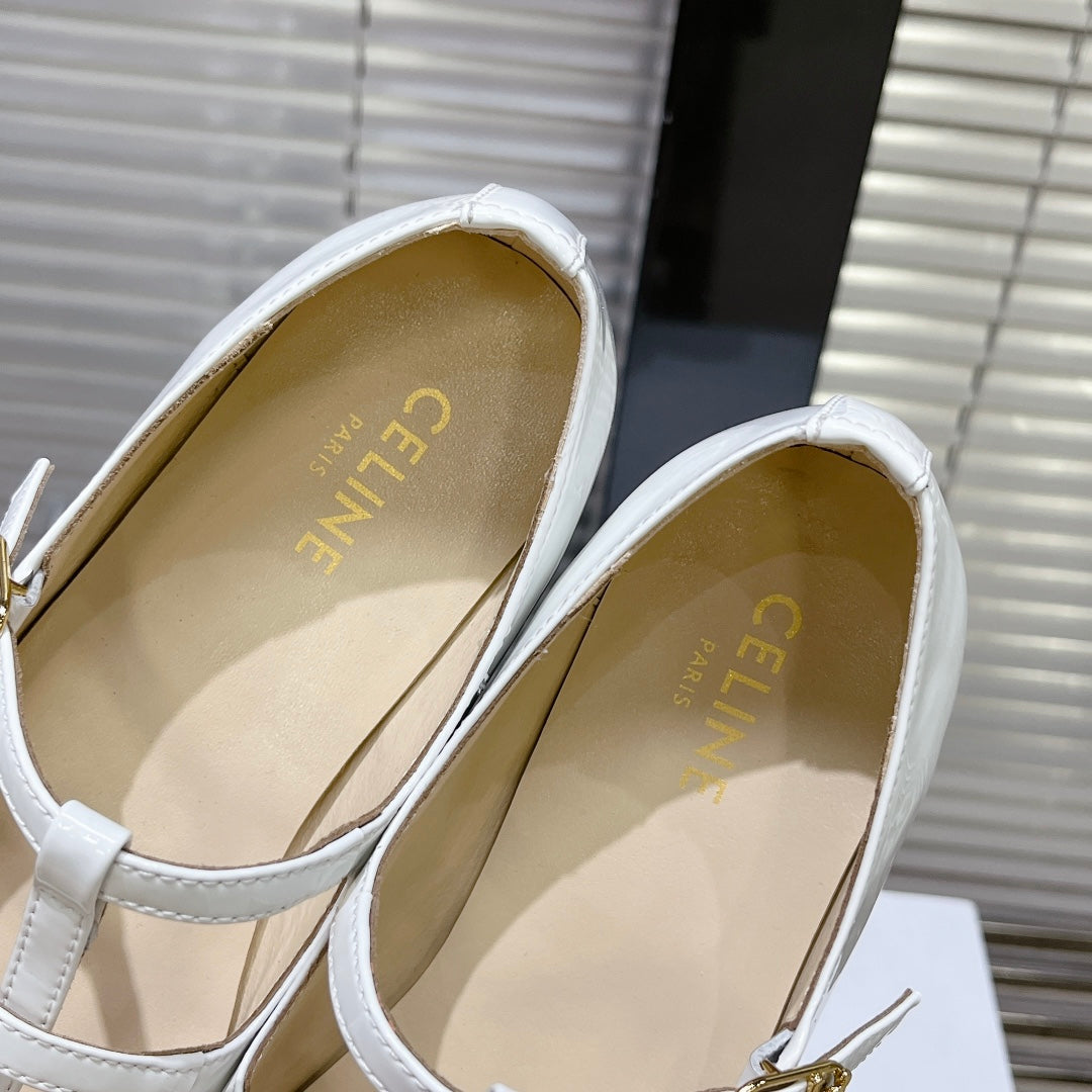 FLAT SANDALS WITH DOUBLE STRAP-DESIGN LEATHER WHITE
