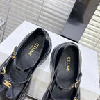 HIGH FLAT SANDALS WITH DOUBLE STRAP-DESIGN LEATHER BLACK