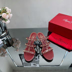 VT 25 Rockstud Sandals 65mm Ruby Red PVC Sheepskin 331960