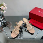 VT 25 Rockstud Sandals 65mm Beige PVC Sheepskin