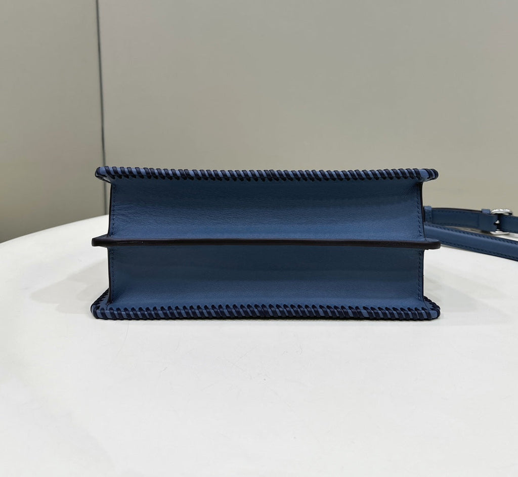 PEEKABOO ISEEU 27 IN BLUE BAYOUX INTERLACED CALFSKIN SILVER HARDWARE