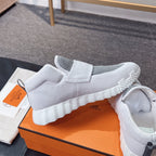 HM H Snesker Light Gray Suede Goatskin And Knit