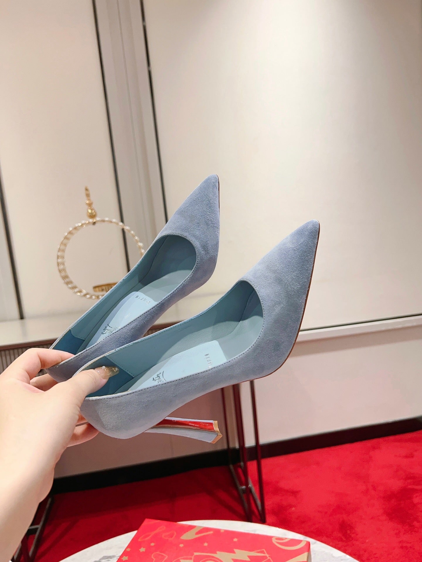 CL Condora Pumps 100mm Suede Leather Blue