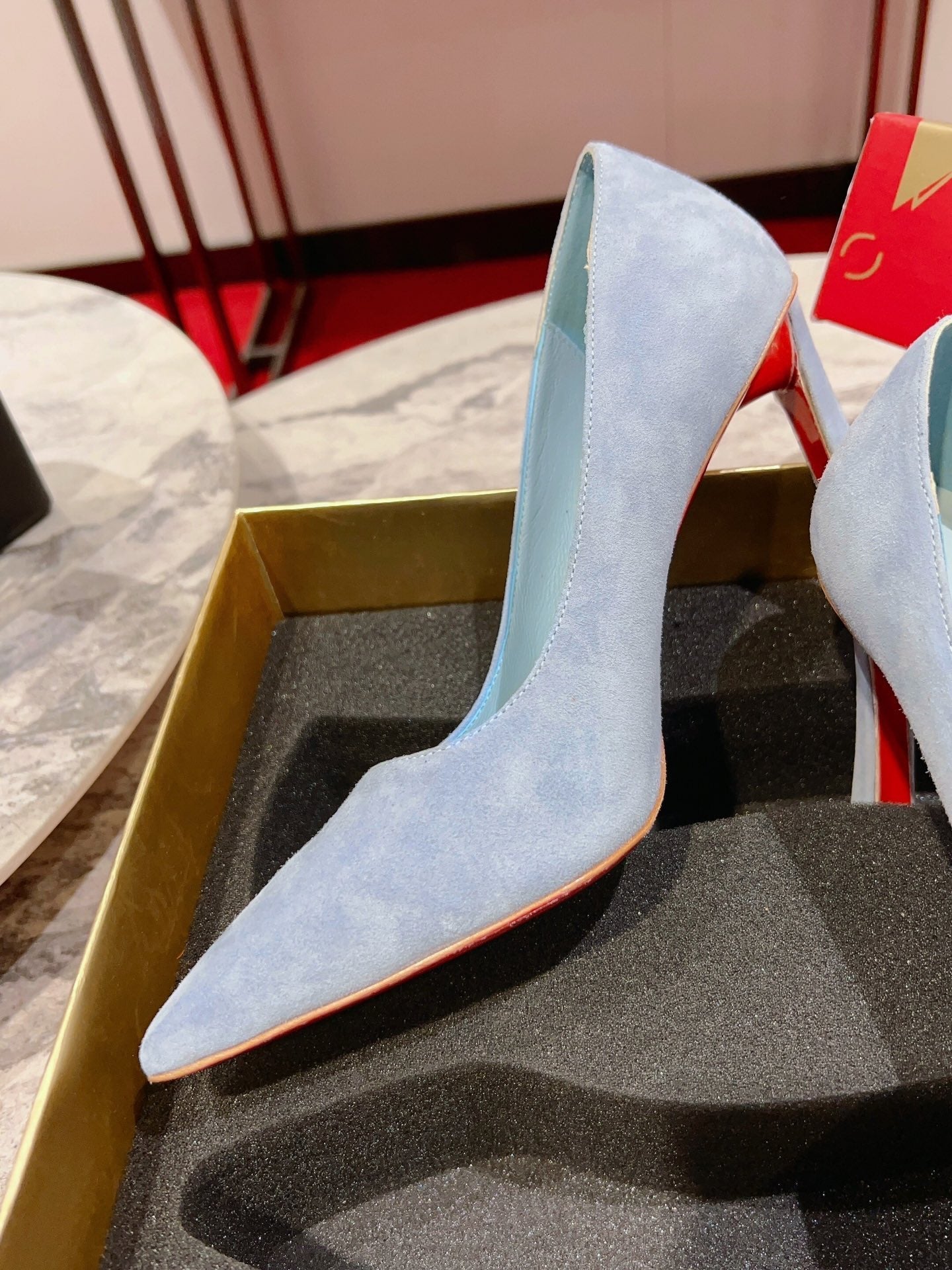 CL Condora Pumps 100mm Suede Leather Blue