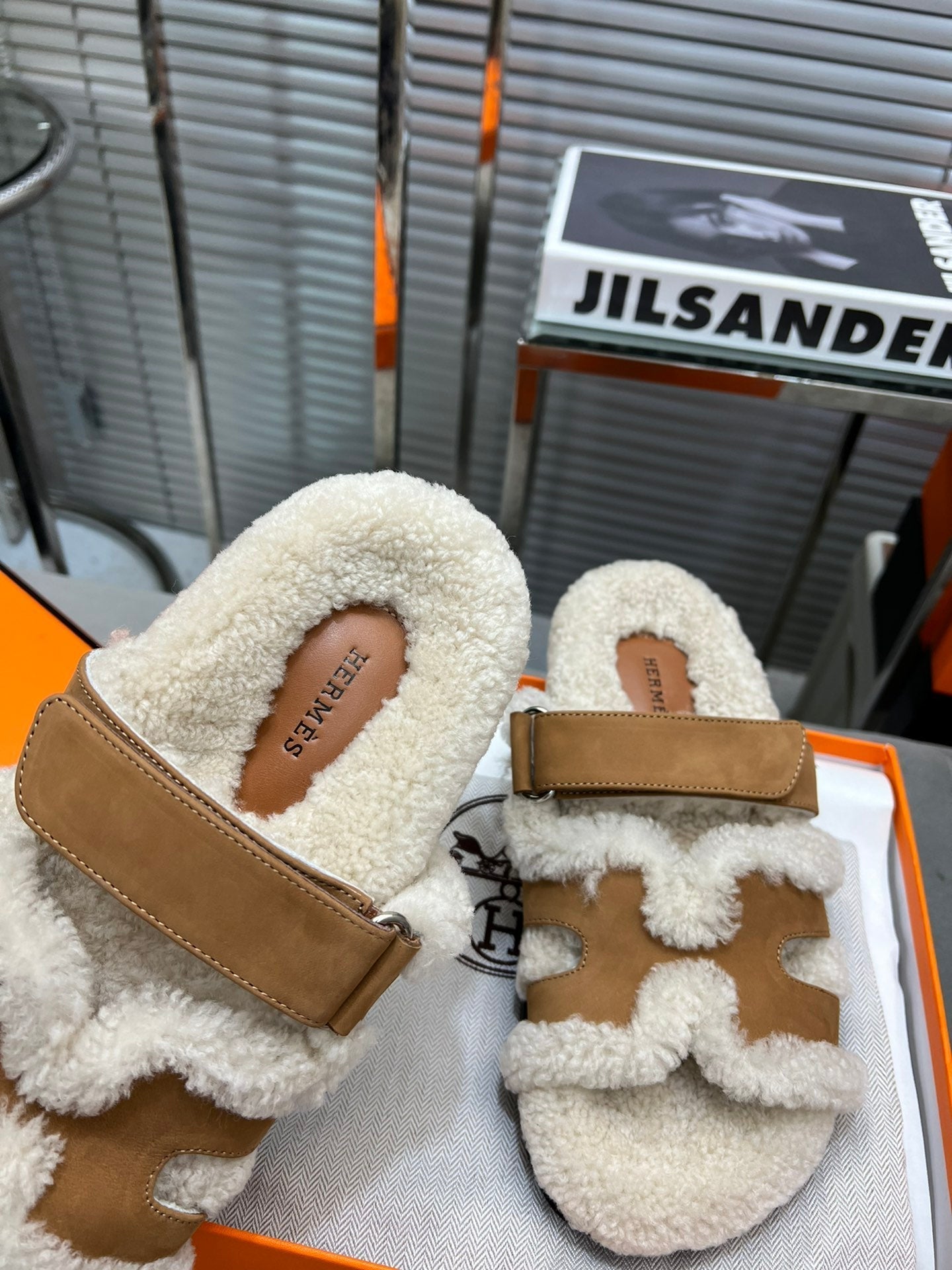 HM Chypre Sandal In   Brown Suede And Fleece Lining 953823
