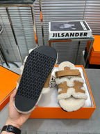 HM Chypre Sandal In   Brown Suede And Fleece Lining 953823
