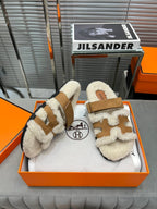 HM Chypre Sandal In   Brown Suede And Fleece Lining 953823