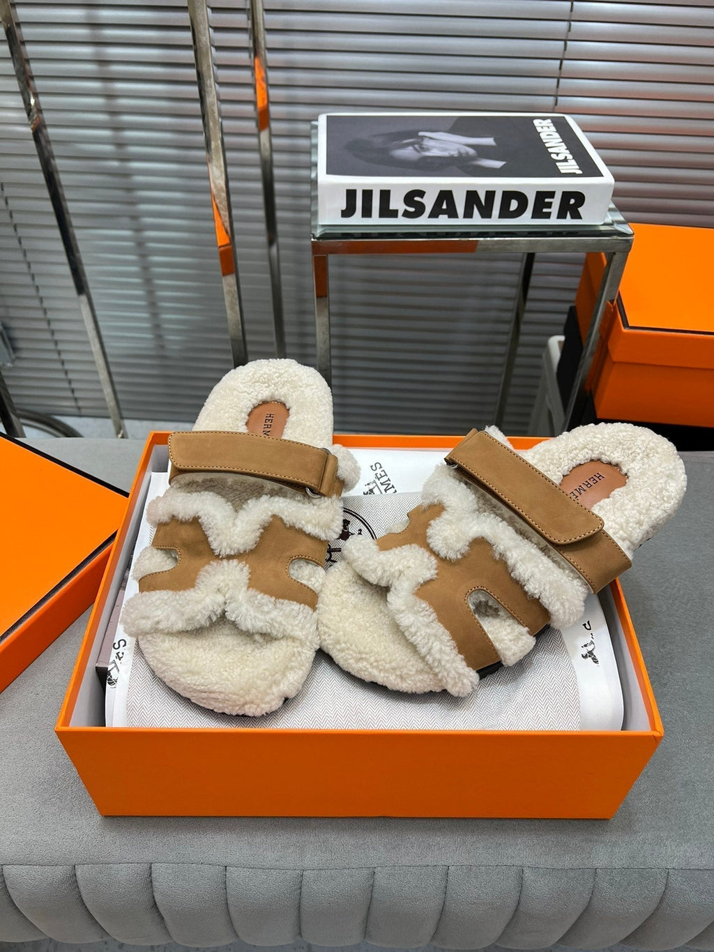 HM Chypre Sandal In   Brown Suede And Fleece Lining 953823