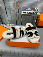 HM Chypre Sandal In Black Suede And Fleece Lining 953829