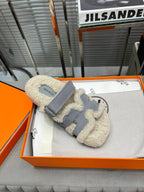 HM Chypre Sandal In Grey Suede And Fleece Lining 953831