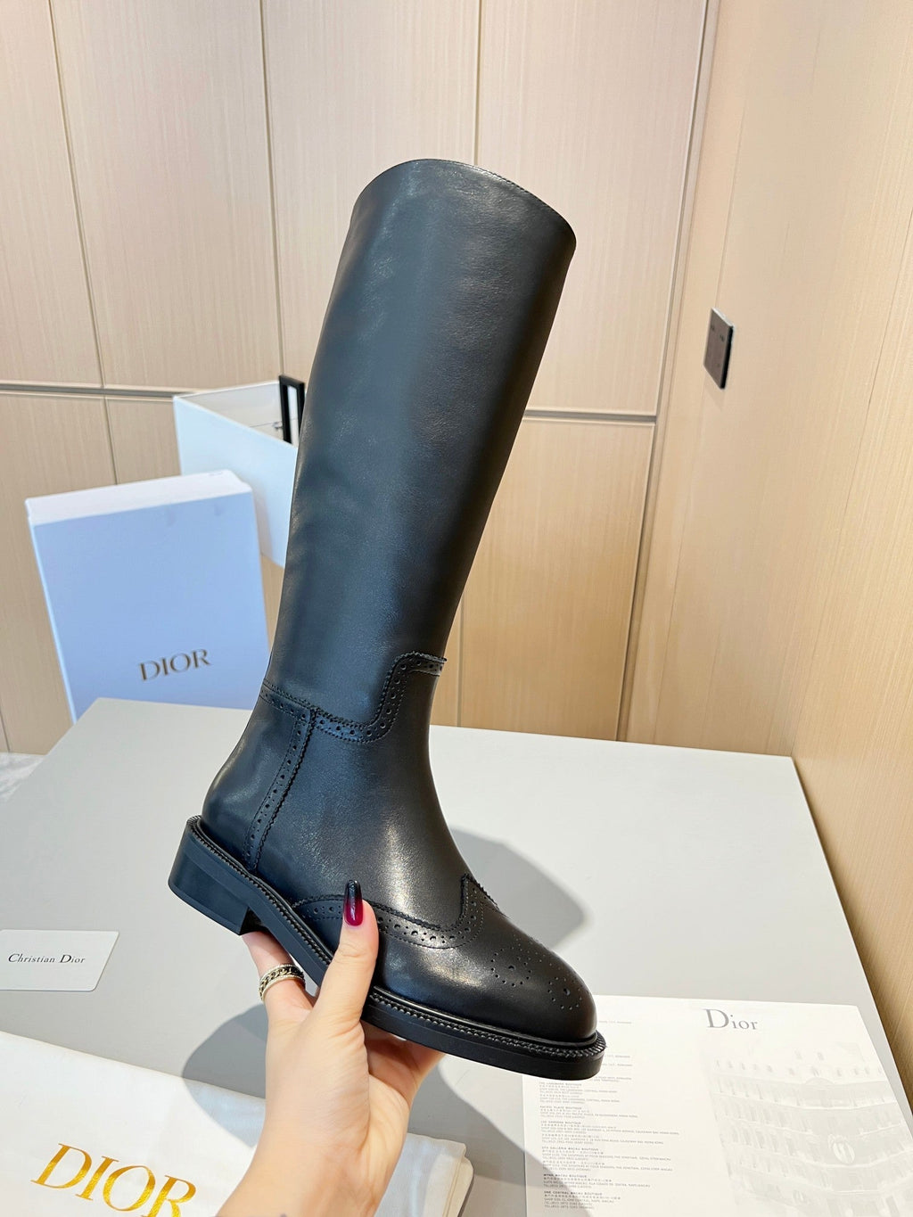 CD High Boots Black Calfskin