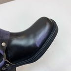 Miu Miu Biker Mid-Length Boots Black Leather 535199