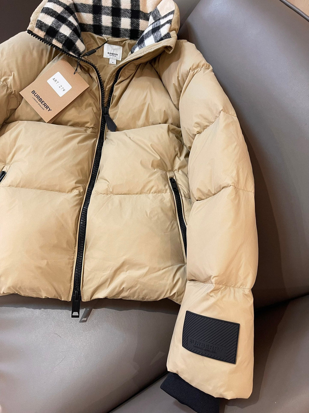 Burberry 25 Short Jacket Beige Down Nylon